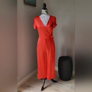Anthropologie Red Satin Jumpsuit New Size XS